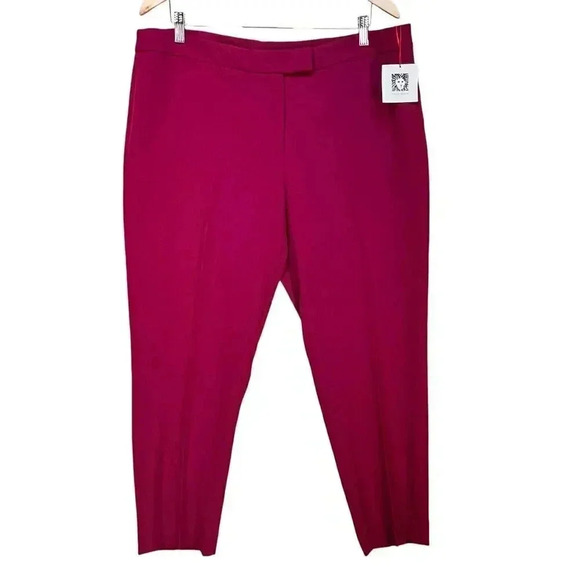 Anne Klein NWT Women’s Fuchsia Pink Button Zip Skinny Mid‎ Rise Ankle Pants 16 - Picture 1 of 4
